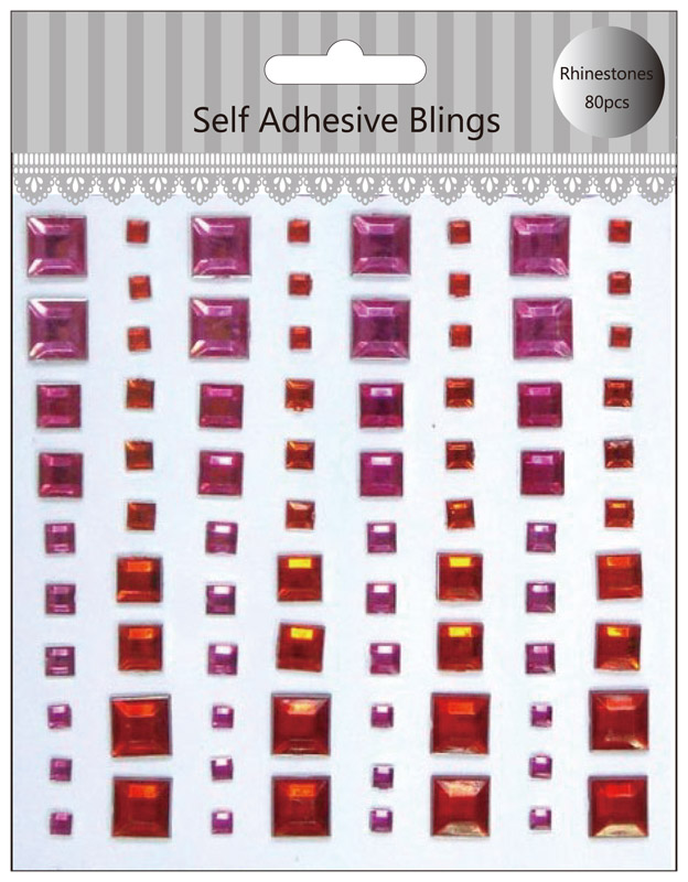 Craft Red square self adhesive gems sticker