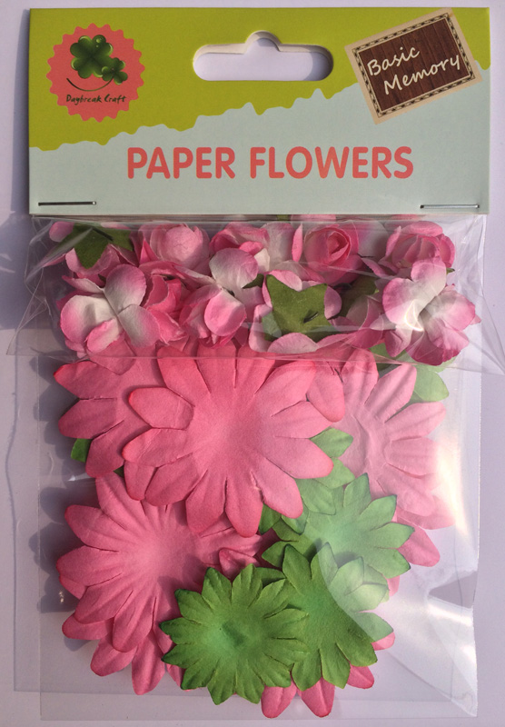 Spring set scrapbook paper flowers-rose flowers-cardmaking embellishments