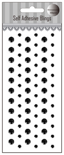 69pcs Black decorative craft self adhesive gem sticker