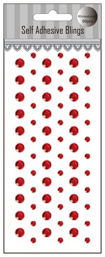 69pcs Red decorative craft self adhesive gem sticker