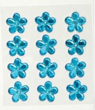 12pcs blue flower rhinestones sticker