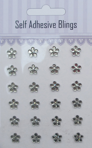 24pcs clear flower shaped rhinestones sticker
