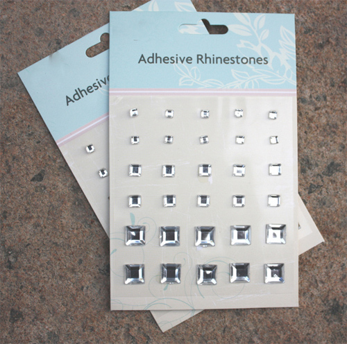 30pcs silver square mixed gems sticker