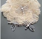 Silver drangonfly bracelet charms metal