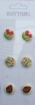 6pcs Assorted Printed wooden buttons