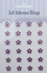 24pcs purple flower shaped rhinestones sticker