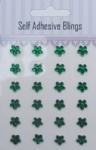 24pcs Christmas green flower self adhesive rhinestones sticker